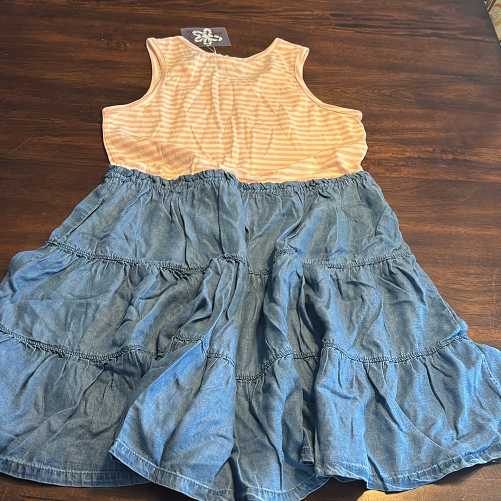 Matilda Jane Hello Lovely Chic and Chambray Twirl Dress Tween 435 Size 14 NEw - Picture 6 of 8